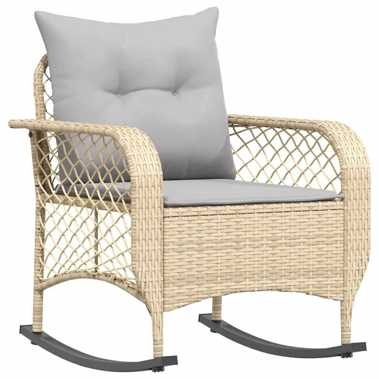vidaXL Garten-Schaukelstuhl mit Kissen Beige Poly Rattan 4104196 günstig online kaufen