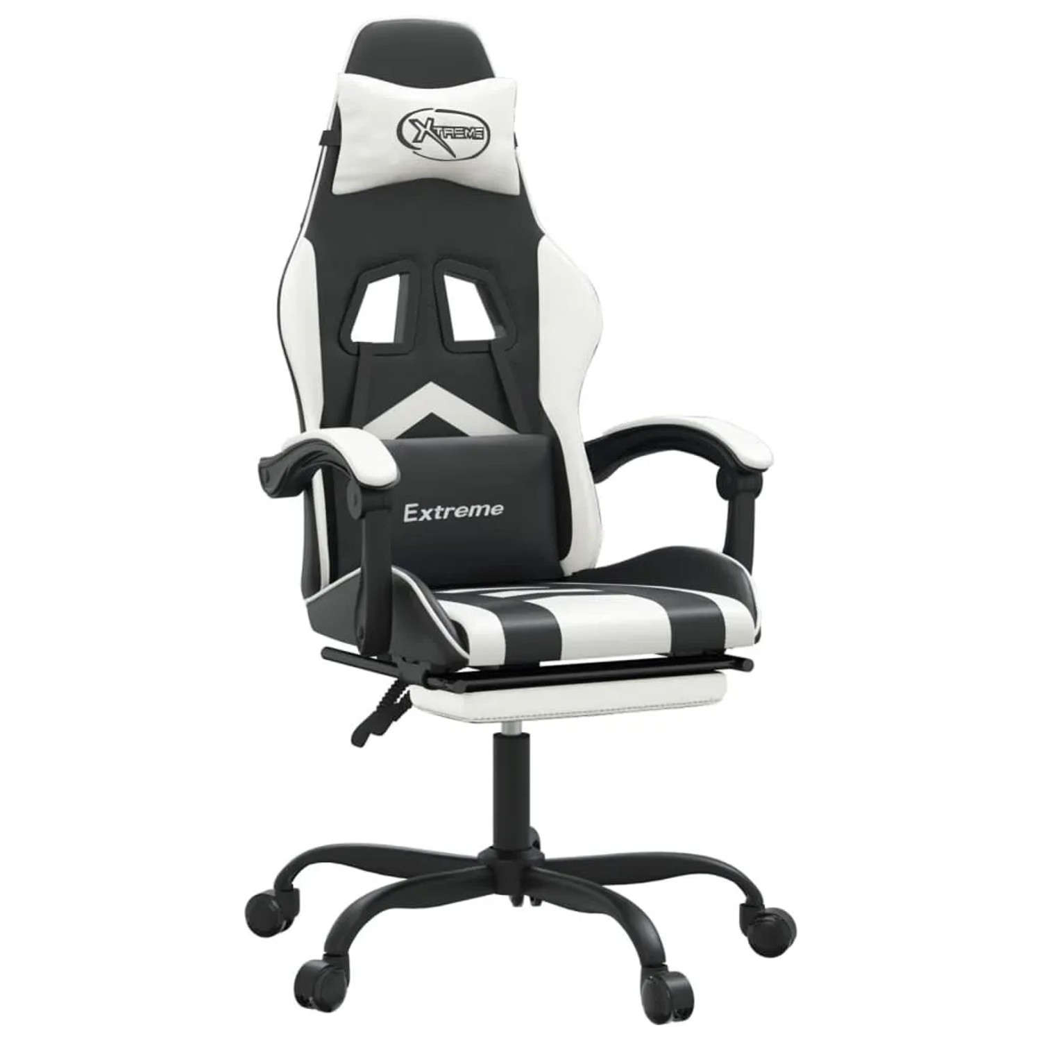 vidaXL Gaming-Stuhl mit Fußstütze Schwarz und Weiß Kunstleder 3143907