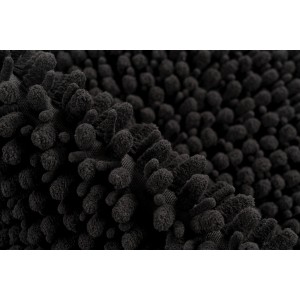 Detailaufnahme: Schwarzer Lalee Badteppich Fluffy mit weichem Flor, 40x60 cm.