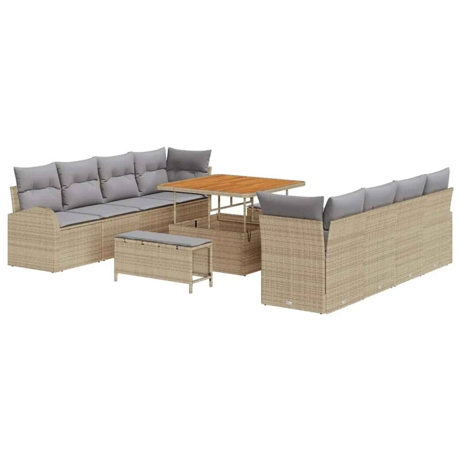 vidaXL Garten-Sofa-Set mit Kissen 11-Tlg Beige und Hellgrau 3364327