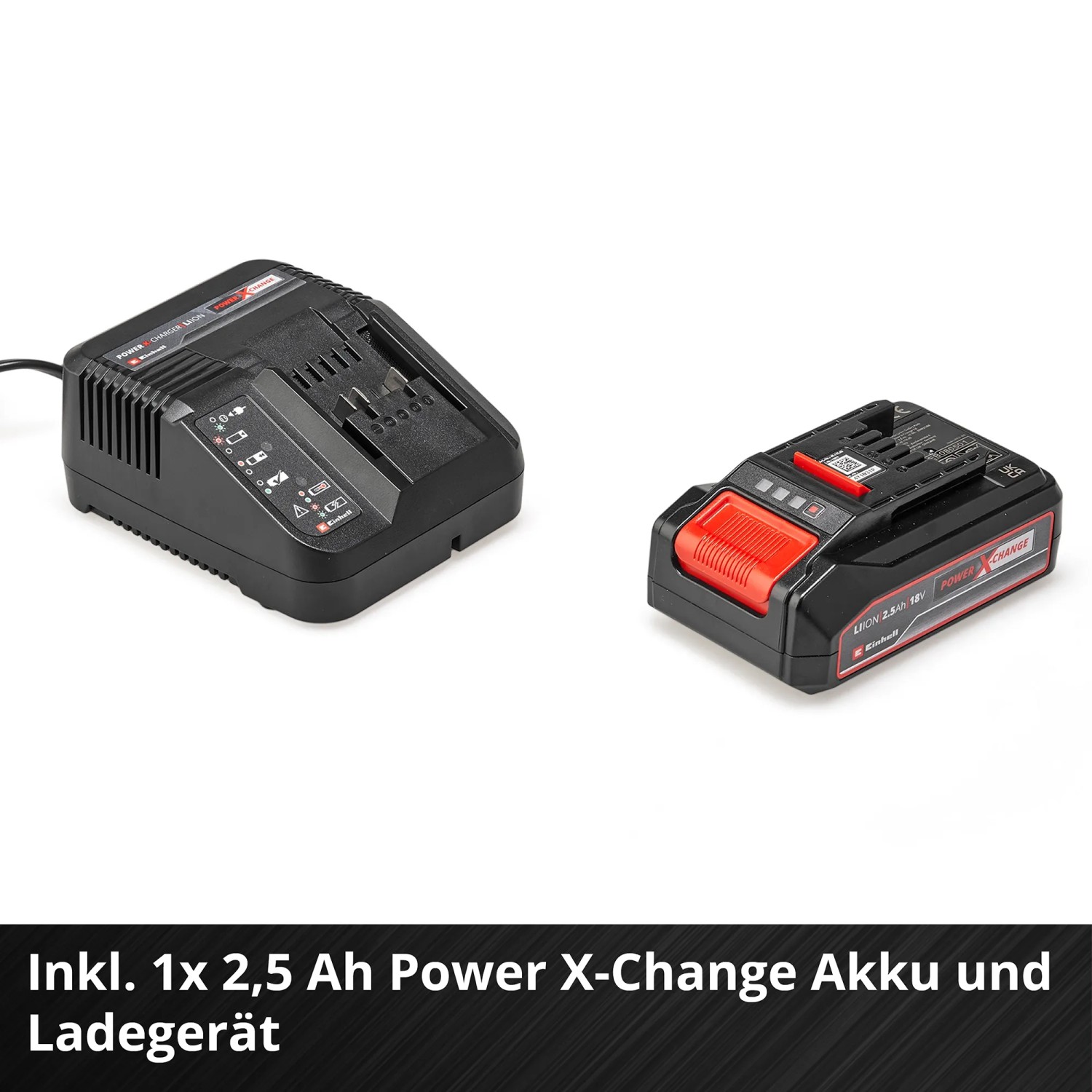 Einhell Akku-Heckenschere: 18V Akku (2,5 Ah) mit Ladegerät, Power X-Change System, rot-schwarz.