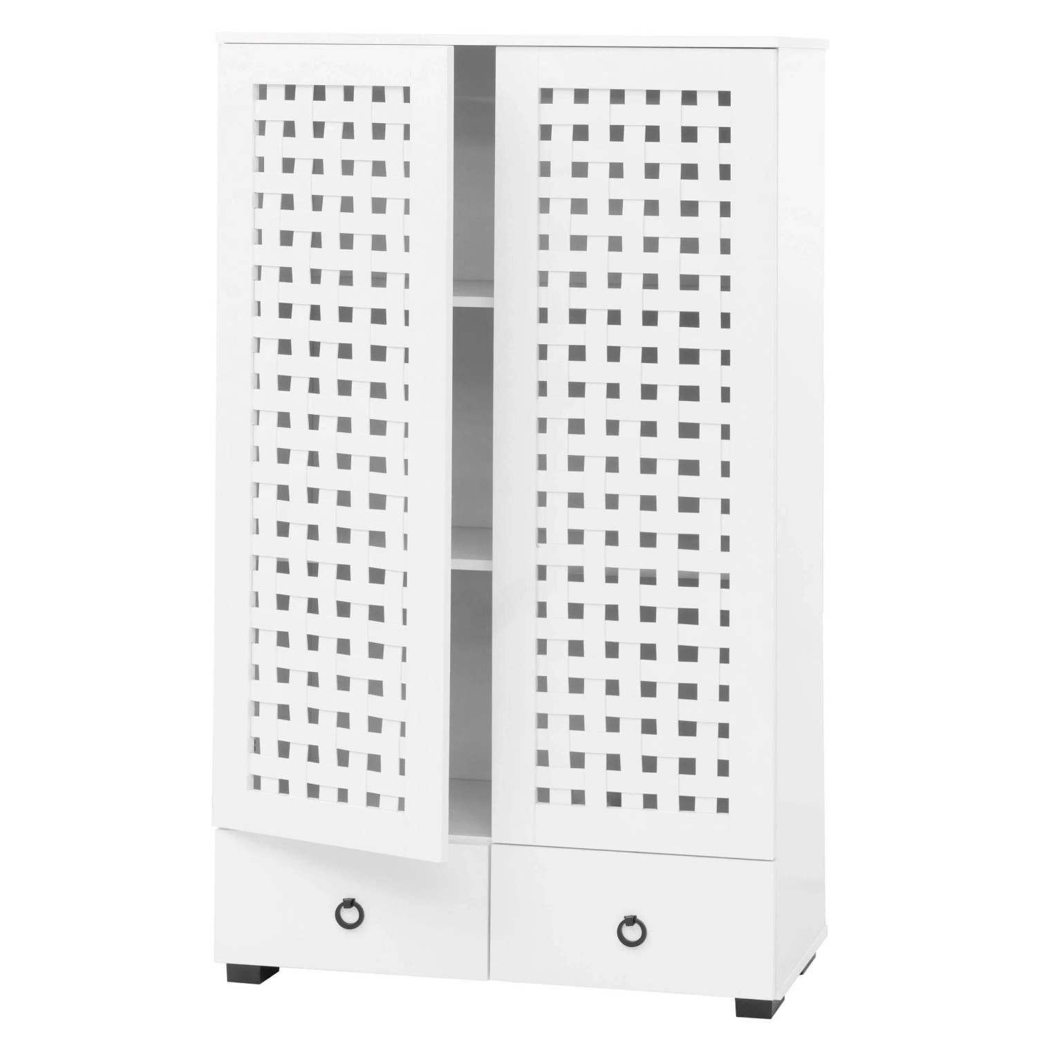 Mcw Schrank N87 3D-Flecht-Design Soft-Close 138x80x36cm Weiß