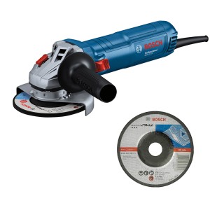Bosch Professional GWS 12-125 Winkelschleifer mit Schleifscheibe, blau/grau.