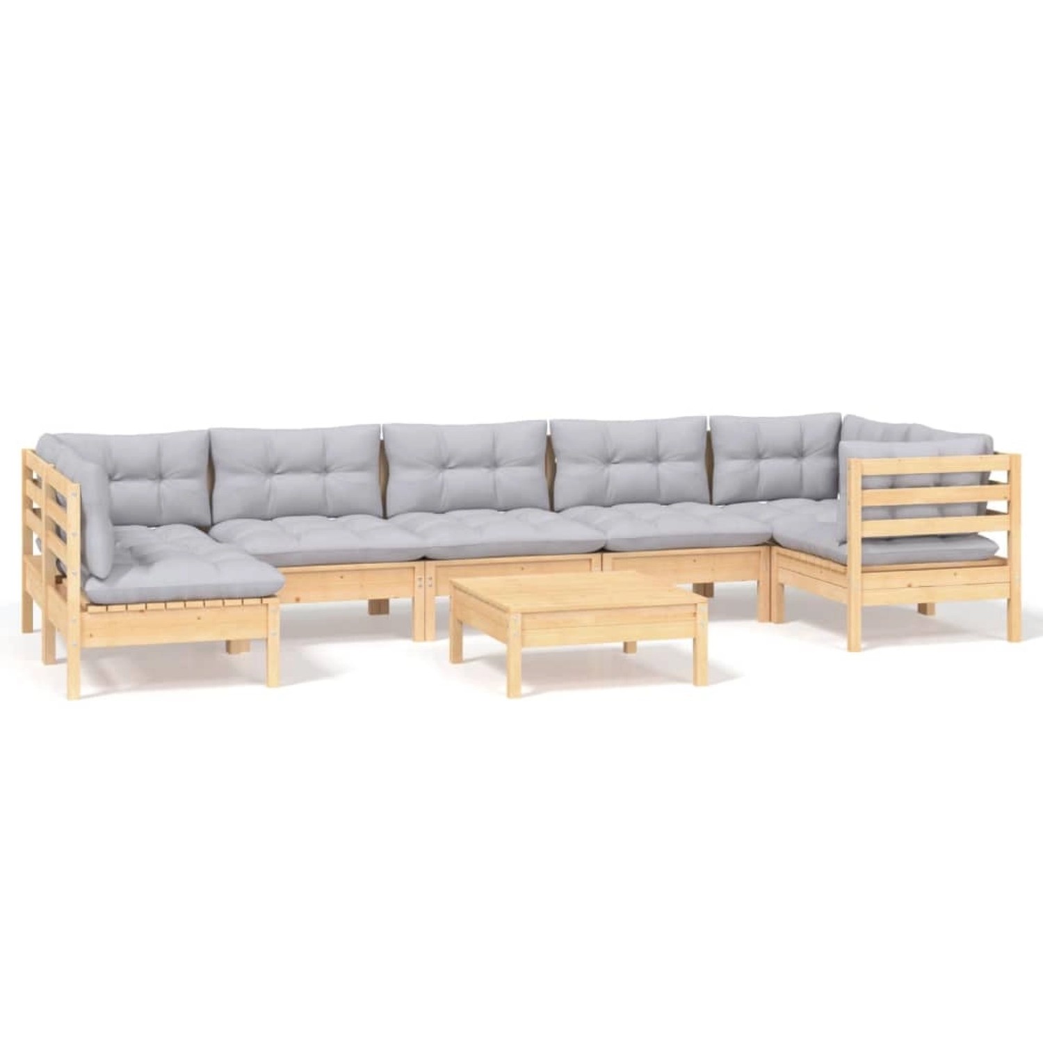vidaXL 8-Tlg Garten-Lounge-Set mit Grauen Kissen Kiefernholz 3096435 günstig online kaufen