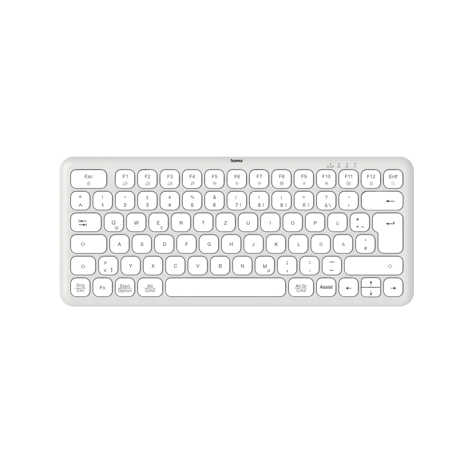 Image of Hama Multi-Device-Tastatur WK-500 QWERTZ Kabellos Funk/Bluetooth Klein Weiß