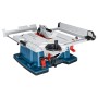 Bosch Professional GTS 10 XC Tischkreissäge mit 254 mm Sägeblatt, Tischverbreiterung und Zubehör.