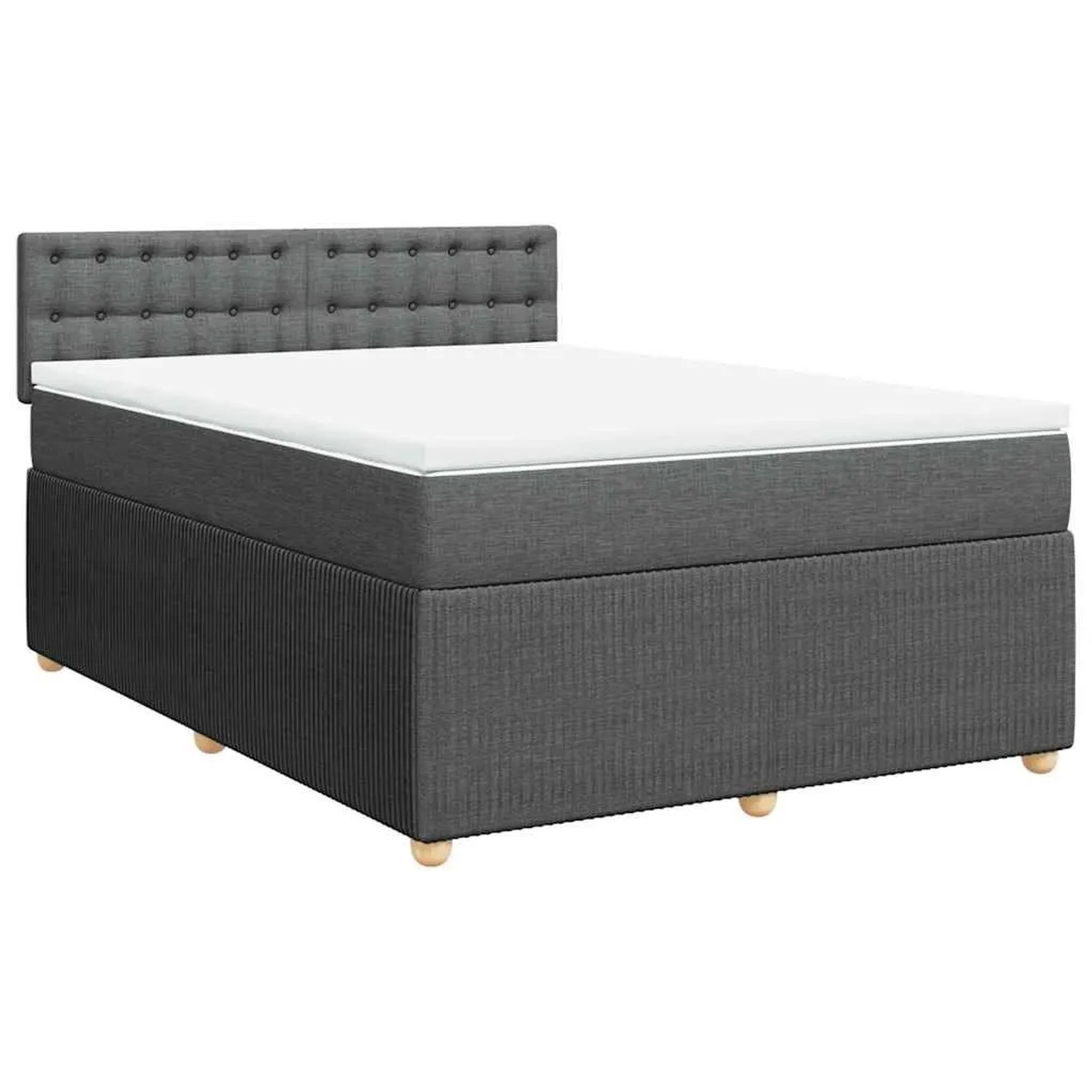 vidaXL Boxspringbett mit Matratze Dunkelgrau 160x200 cm Stoff 3287522