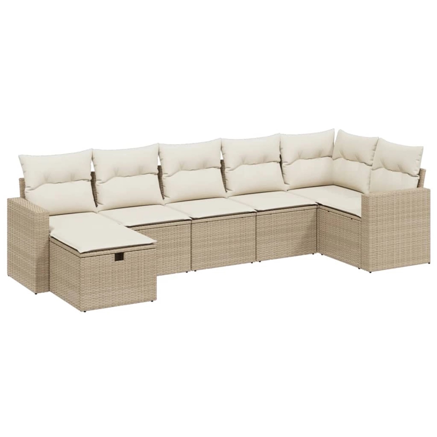 vidaXL 7-Tlg Garten-Sofagarnitur mit Kissen Beige Poly Rattan 3263504 günstig online kaufen