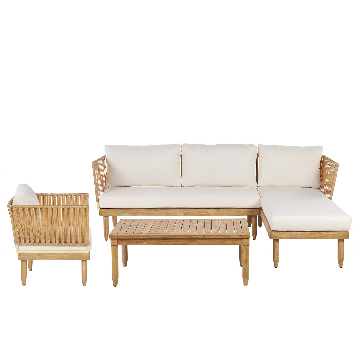Beliani Lounge Set CREMONA Cremeweiß 148x218x75