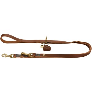Verstellbare Hunter Führleine Sansibar aus Leder in Cognac, 2 m lang.