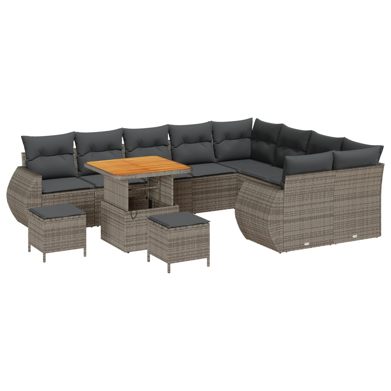 vidaXL Garten-Sofa-Set 12-Tlg Grau Poly Rattan 3361913 günstig online kaufen