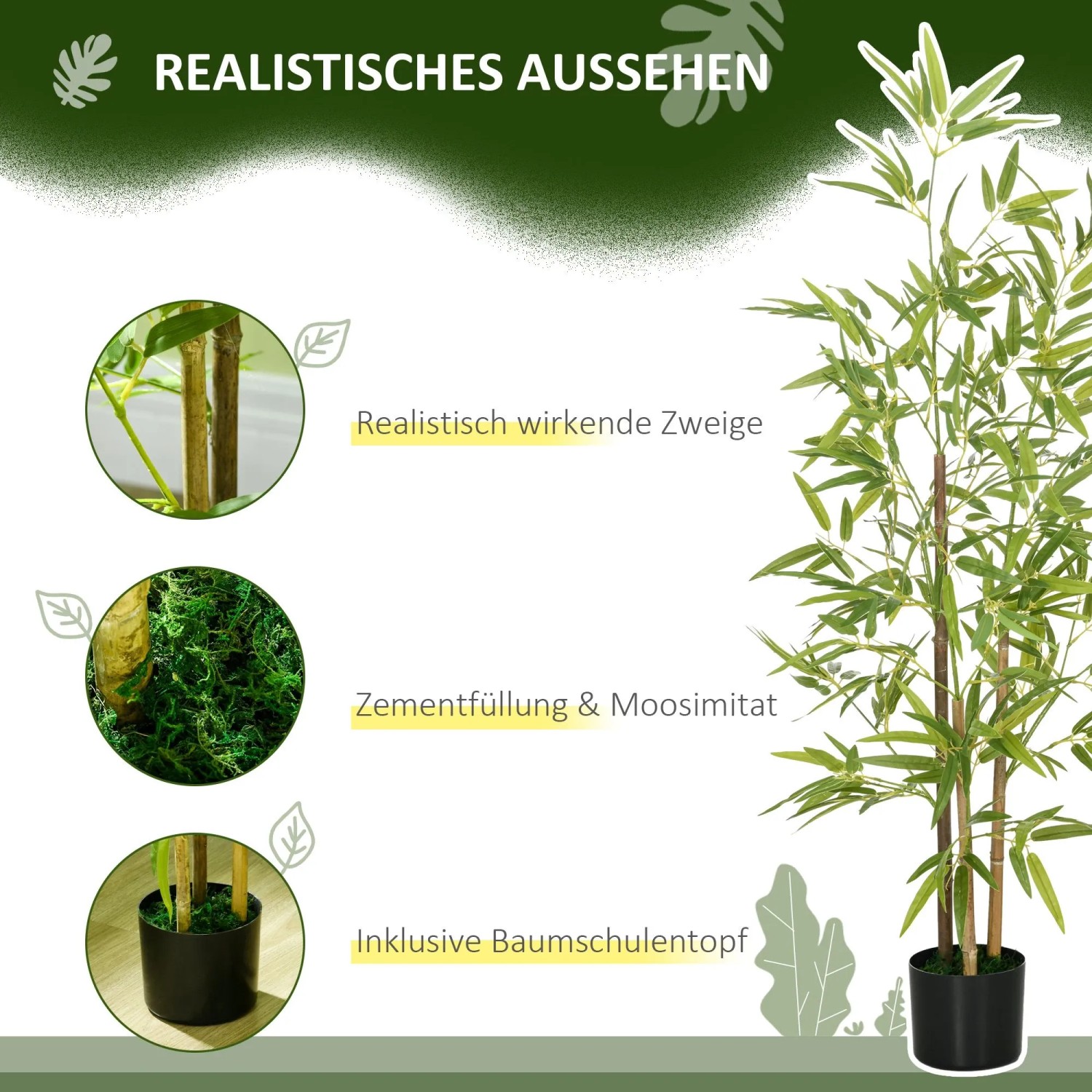 HOMCOM 2er Set Künstlicher Bambus 120 cm kaufen bei OBI