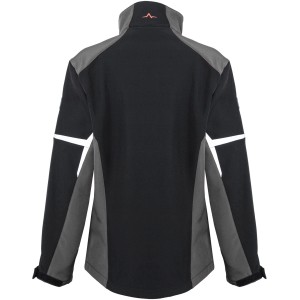 Kübler Pulse Softshelljacke für Damen, schwarz/anthrazit, Rückansicht. Arbeitskleidung mit Wetterschutz.