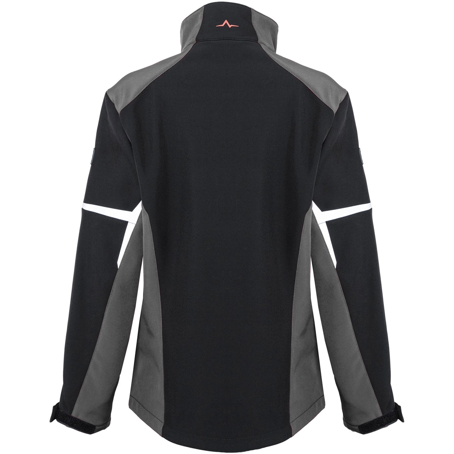Kübler Pulse Softshelljacke für Damen, schwarz/anthrazit, Rückansicht. Arbeitskleidung mit Wetterschutz.