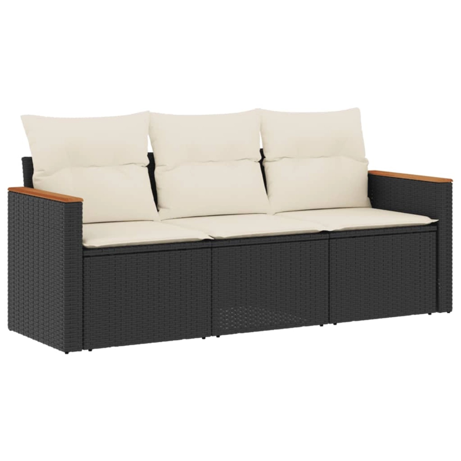 vidaXL 3-Tlg Garten-Sofagarnitur mit Kissen Schwarz Poly Rattan 3225755 günstig online kaufen