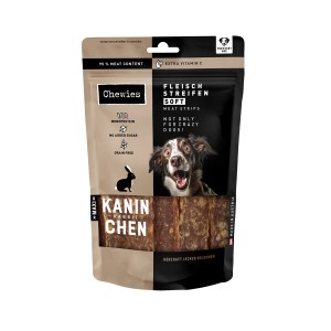 Chewies Fleischstreifen Soft Maxi Kaninchen, 150g. Hunde-Kaustreifen mit Kaninchen für Welpen und Senioren.