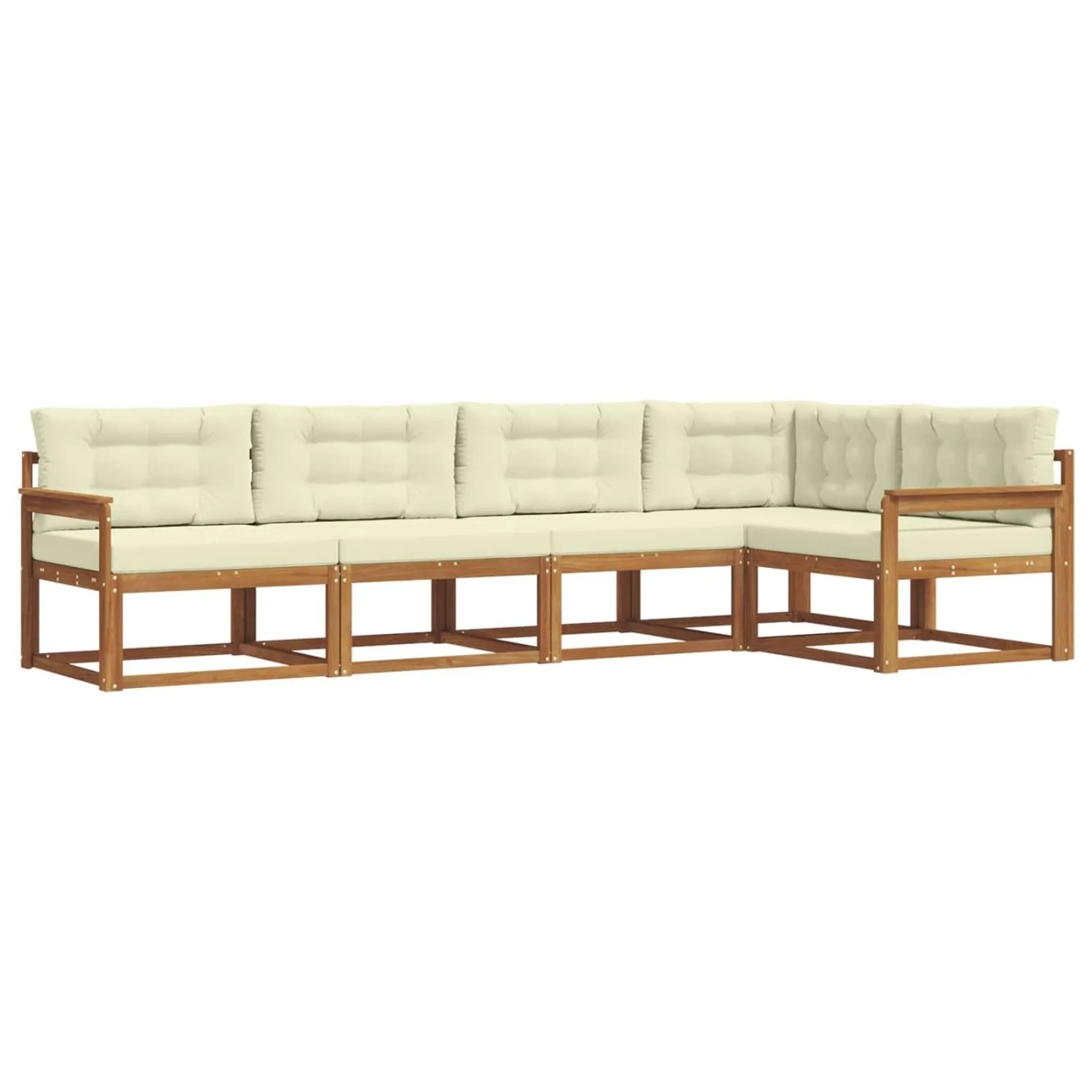 vidaXL Outdoor-Sofagarnitur mit Kissen 5-Tlg Natur und Creme 3367568