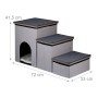 Faltbare Relaxdays Hundetreppe mit 3 Stufen, Höhle und Stauraum, grau-schwarz, 41,5x72x33cm.