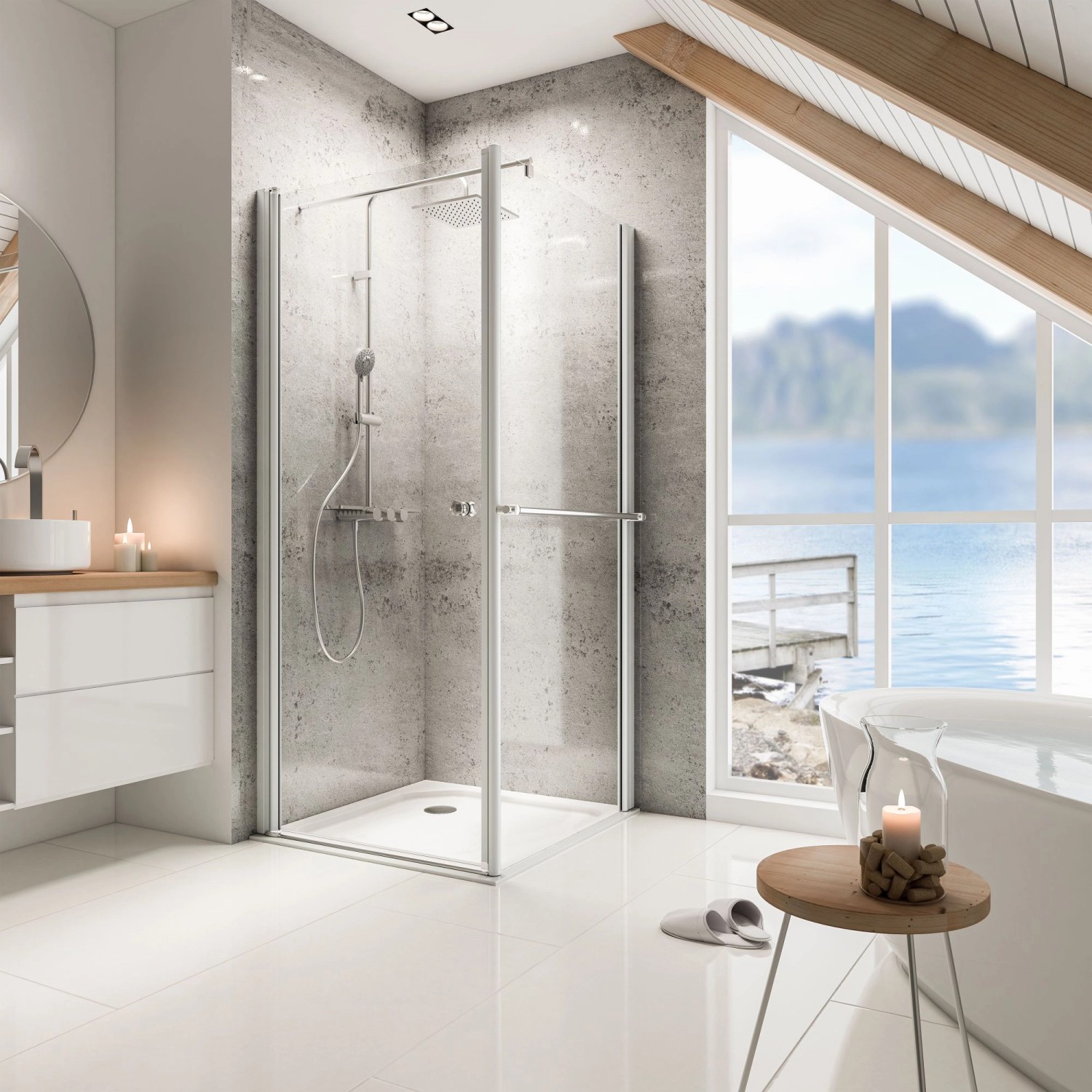 Schulte Eckdusche mit Drehtür Garant inkl. Seitenwand 90 x 90 x 200 cm linksseitig