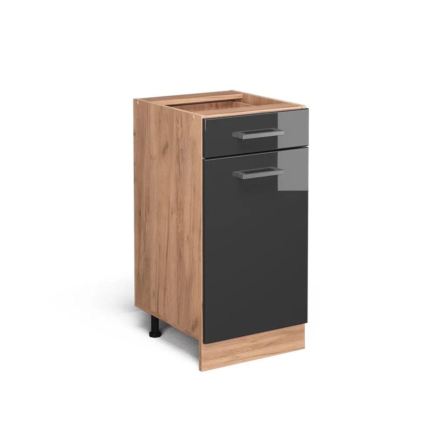 Vicco Küchenunterschrank R-Line Anthrazit Hochglanz Goldkraft Eiche 40 cm ohne Arbeitsplatte