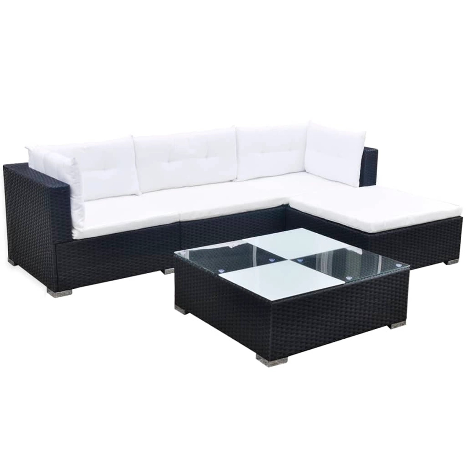 vidaXL 5-Tlg Garten-Lounge-Set mit Kissen Poly Rattan Schwarz 42740