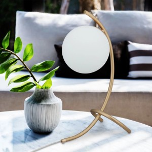 Relaxdays Tischlampe Glas Eisen Gold Weiß Für E27 40 cm x 15 cm x 22,5 cm