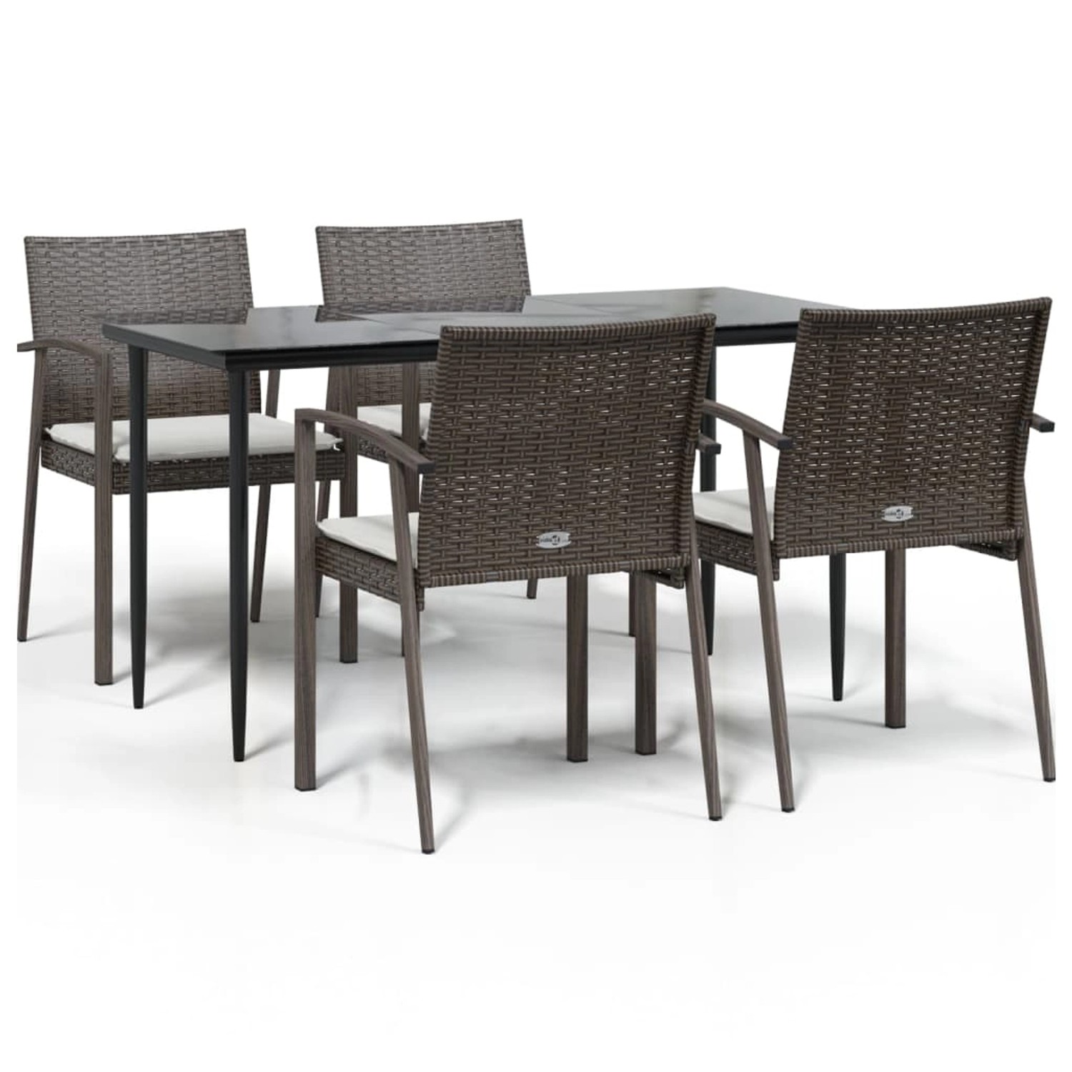 vidaXL 5-Tlg Garten-Essgruppe mit Kissen Poly Rattan und Stahl 3186973 günstig online kaufen