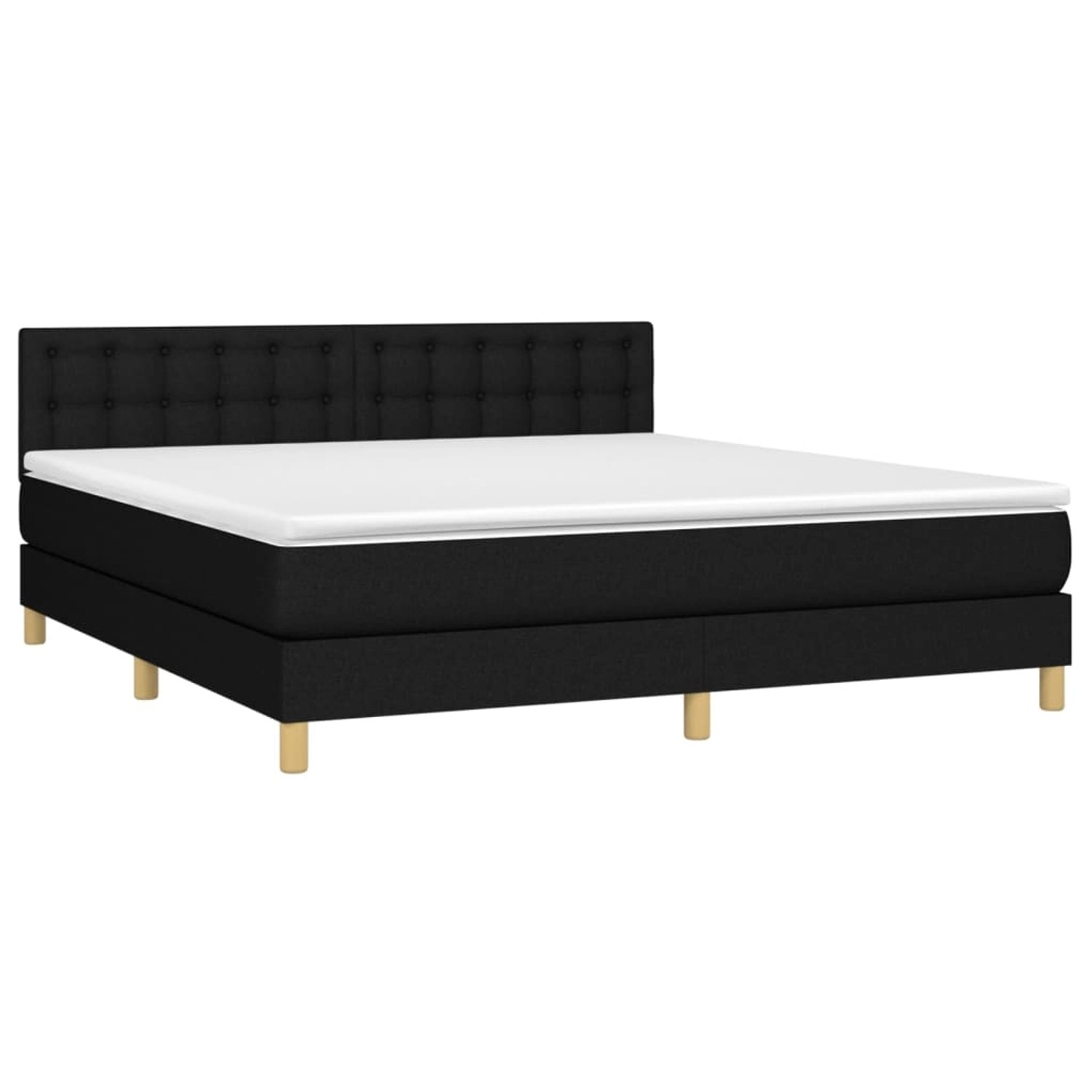 vidaXL Boxspringbett mit Matratze & LED Schwarz 160x200 cm Stoff 3134047 günstig online kaufen