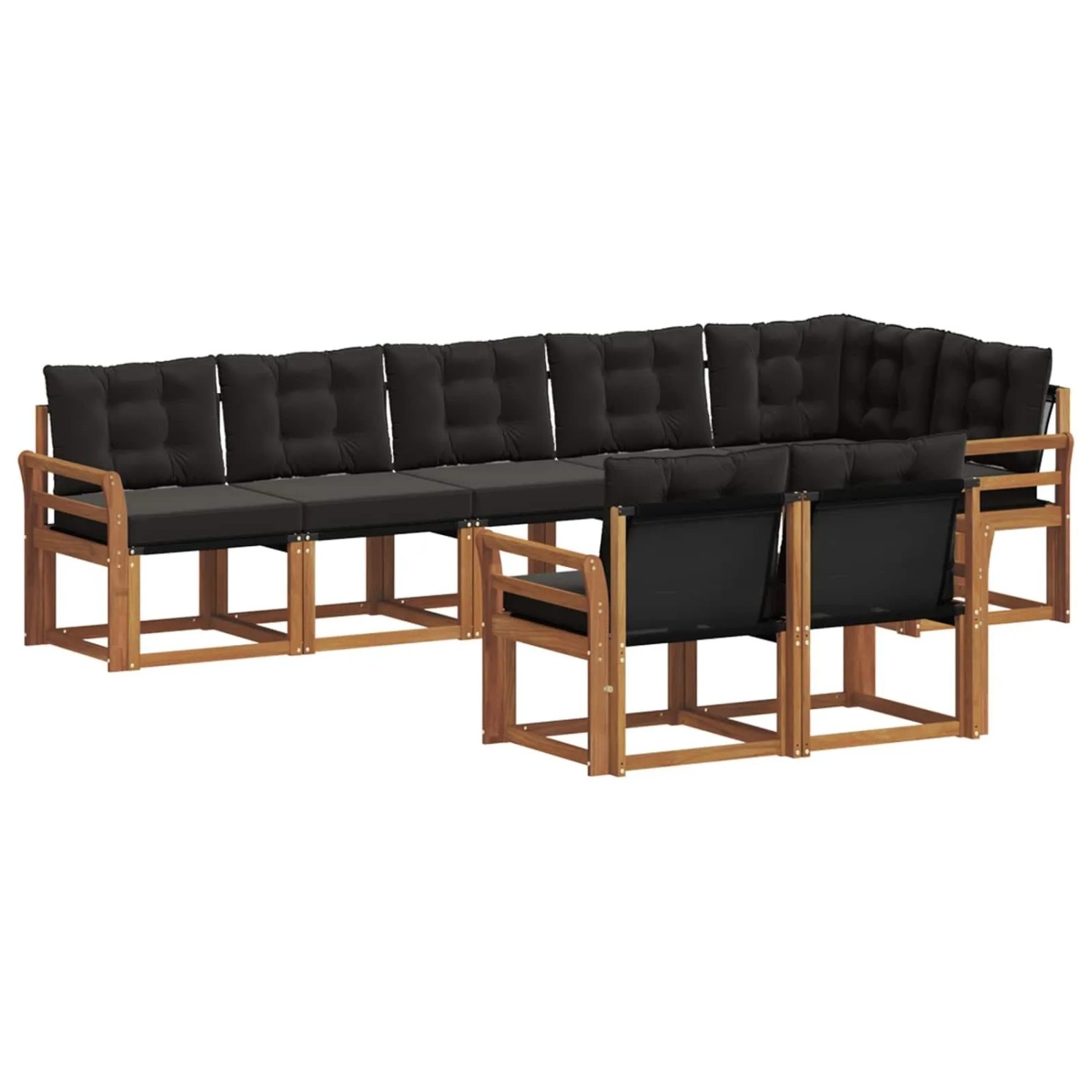 vidaXL Outdoor-Sofagarnitur mit Kissen 8-Tlg Natur und Schwarz 3368787