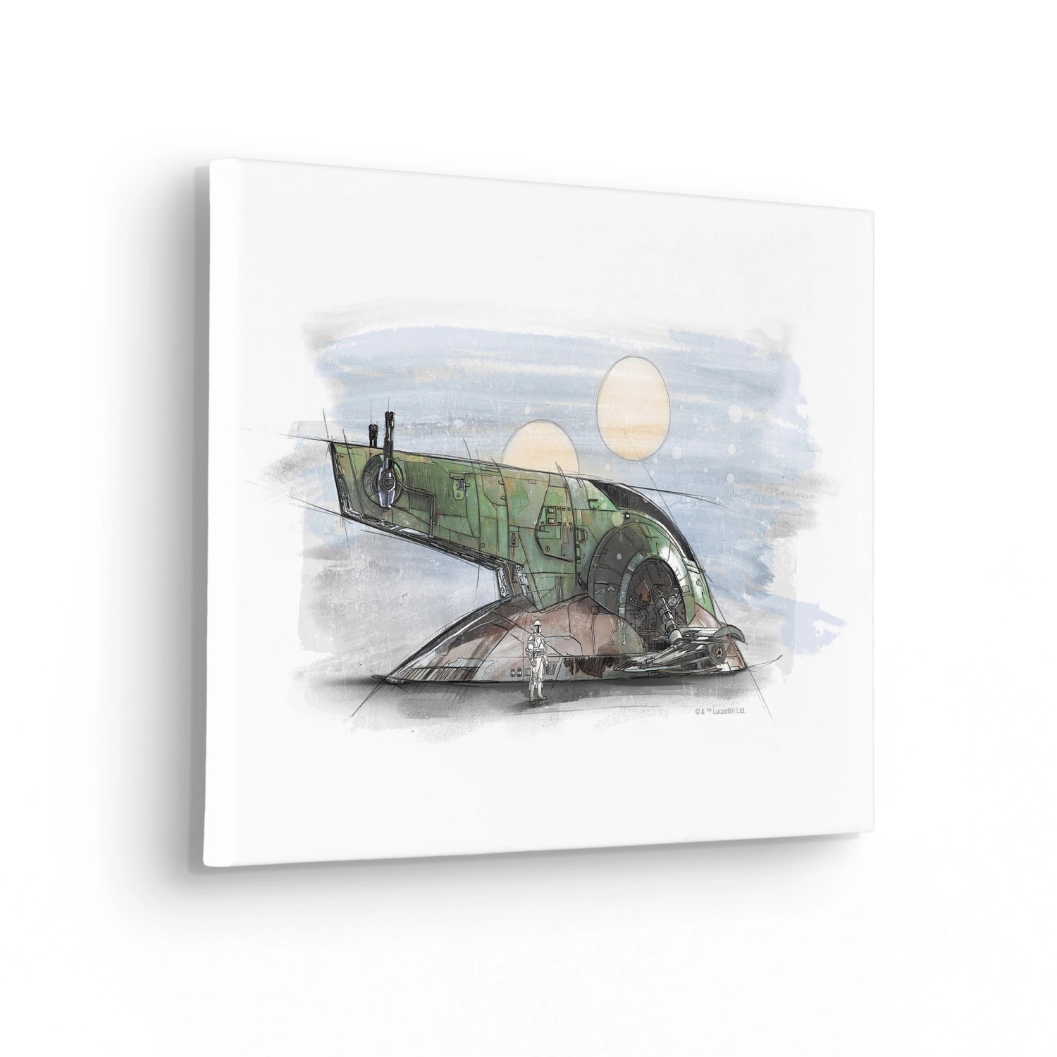 Komar Keilrahmenbild Star Wars Boba Fett Spaceship Sketch Blau günstig online kaufen