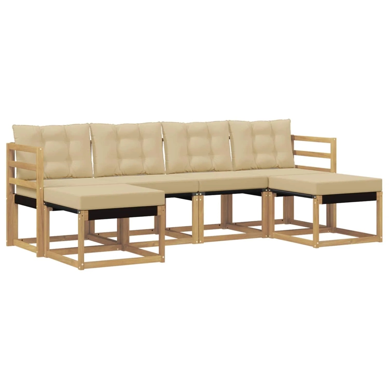 vidaXL Outdoor-Sofagarnitur mit Kissen 6-Tlg Weiß und Beige 3389731