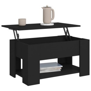 Schwarzer vidaXL Couchtisch (79x49x41 cm) mit höhenverstellbarer Platte und Stauraum.