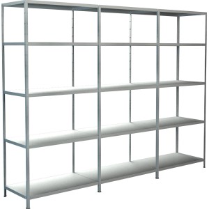 Weißes Schulte Regal-Set: 1 Steckregal und 2 Anbauregale, 200x260x50 cm. Ideal für Keller, Garage oder Werkstatt.