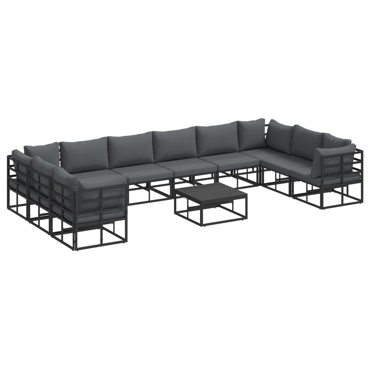 vidaXL Garten-Sofa-Set mit Kissen 11-Tlg Schwarz Aluminium 3378907 günstig online kaufen