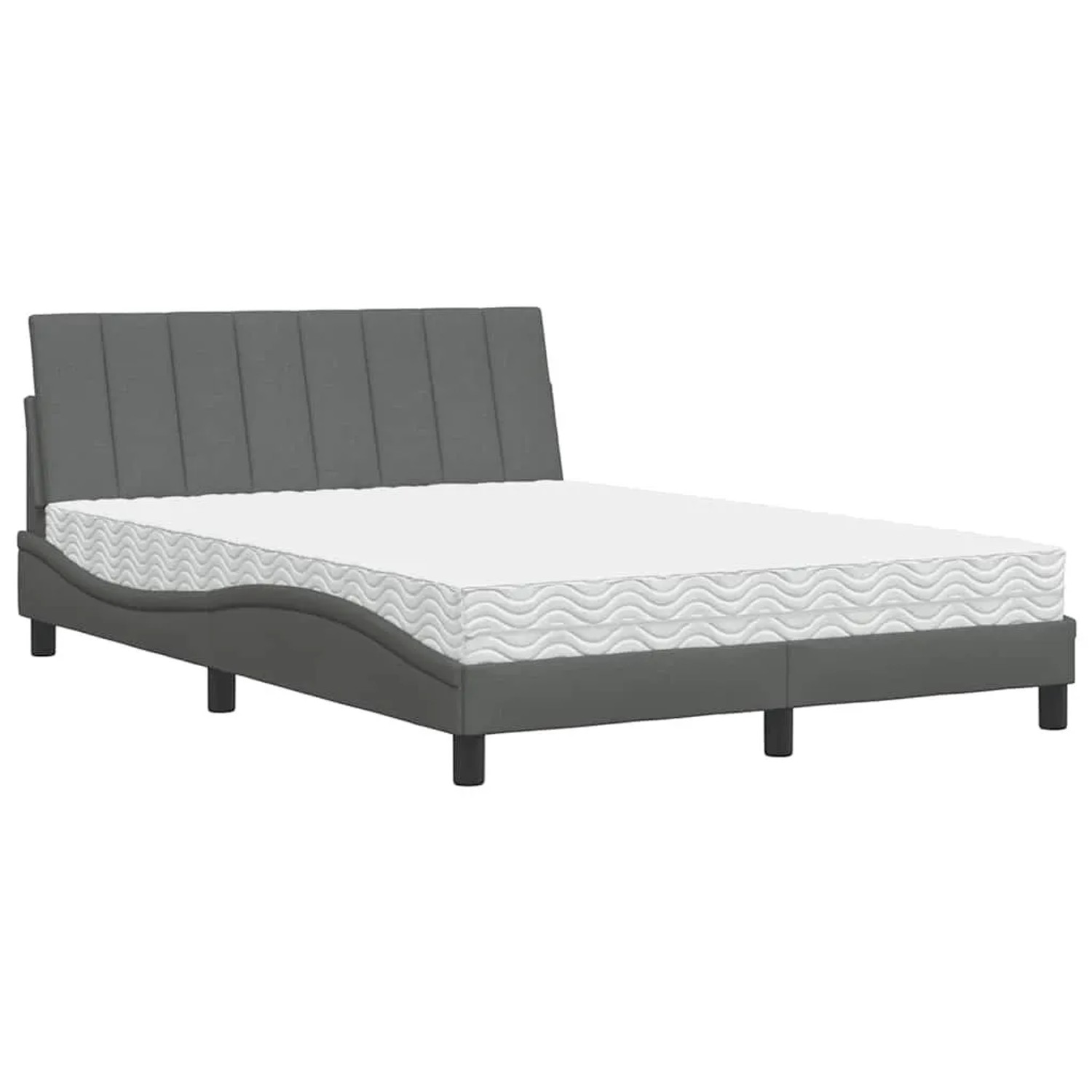 vidaXL Bett mit Matratze Hanko Dunkelgrau 140x200 cm Stoff 3310532