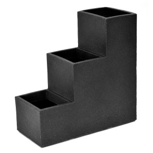 Anthrazitfarbener, 3-stufiger Pflanztopf Kubus, ideal für drinnen und draußen.