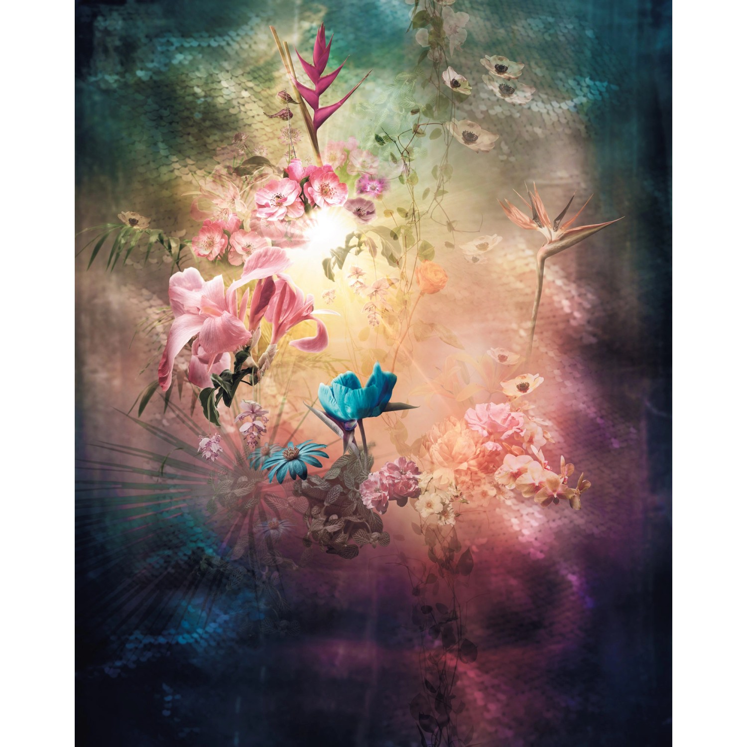 Sanders & Sanders Fototapete Blumen Multicolor 200 x 250 cm 611968 günstig online kaufen