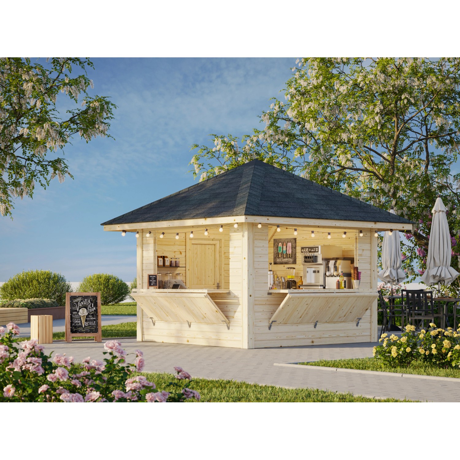Palmako Marktstand Bianca Set 105 300 x 300 cm Lackiert Weiß FSC® günstig online kaufen