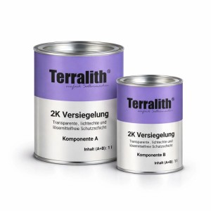 Terralith Mikrozement Versiegelung, 1 Liter Gebinde, 2K Polyurethan Versiegelung für Putz, Mörtel & Zement.