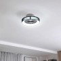 Schwarzer Lindby LED Deckenventilator Mace mit Lampe, dimmbar für Wohnzimmer.