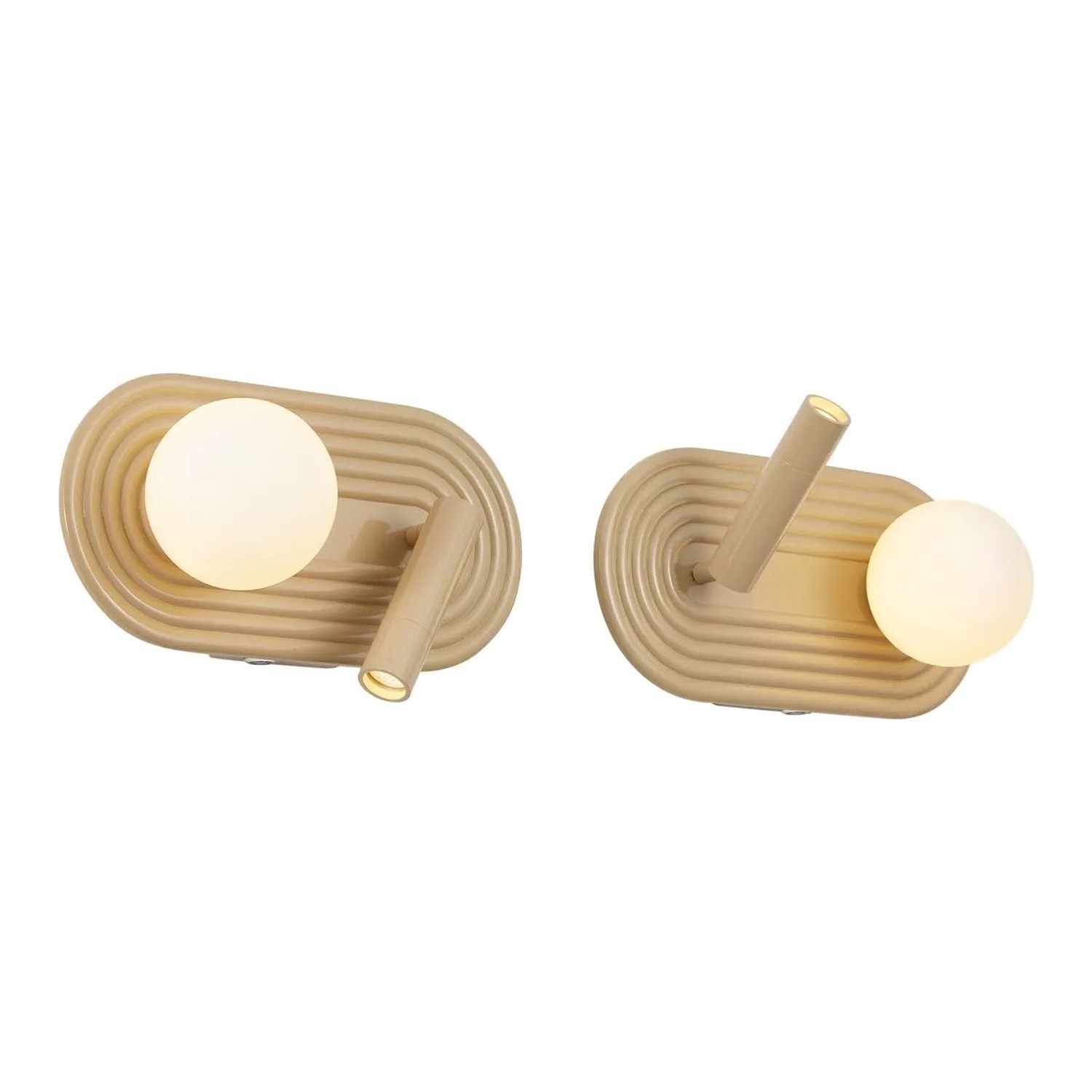 QAZQA Set aus 2 Retro Wandleuchten Taupe inkl  LED 3 Stufen Dimmbar und USB C Lila