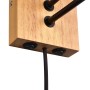 Detailaufnahme der Trio LED-Wandleuchte Nilam mit Holzsockel, Lesearm und Schaltern.