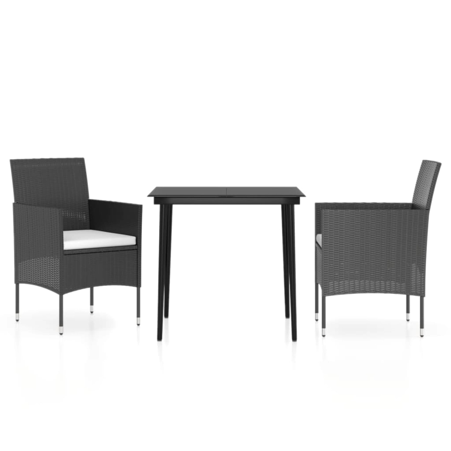vidaXL 3-Tlg Garten-Essgruppe mit Kissen Schwarz 3099305