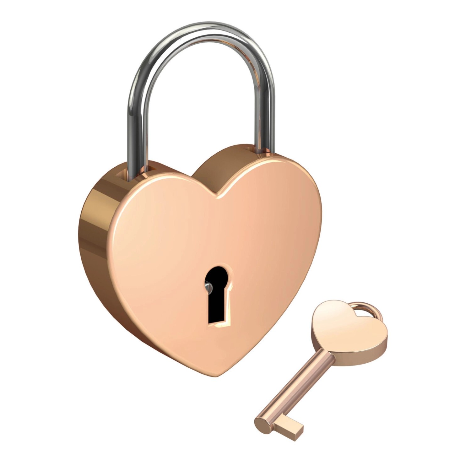 Basi - Liebesschloss mit Schlüssel - Rosé - Gravurfähig - 1 Schlüssel