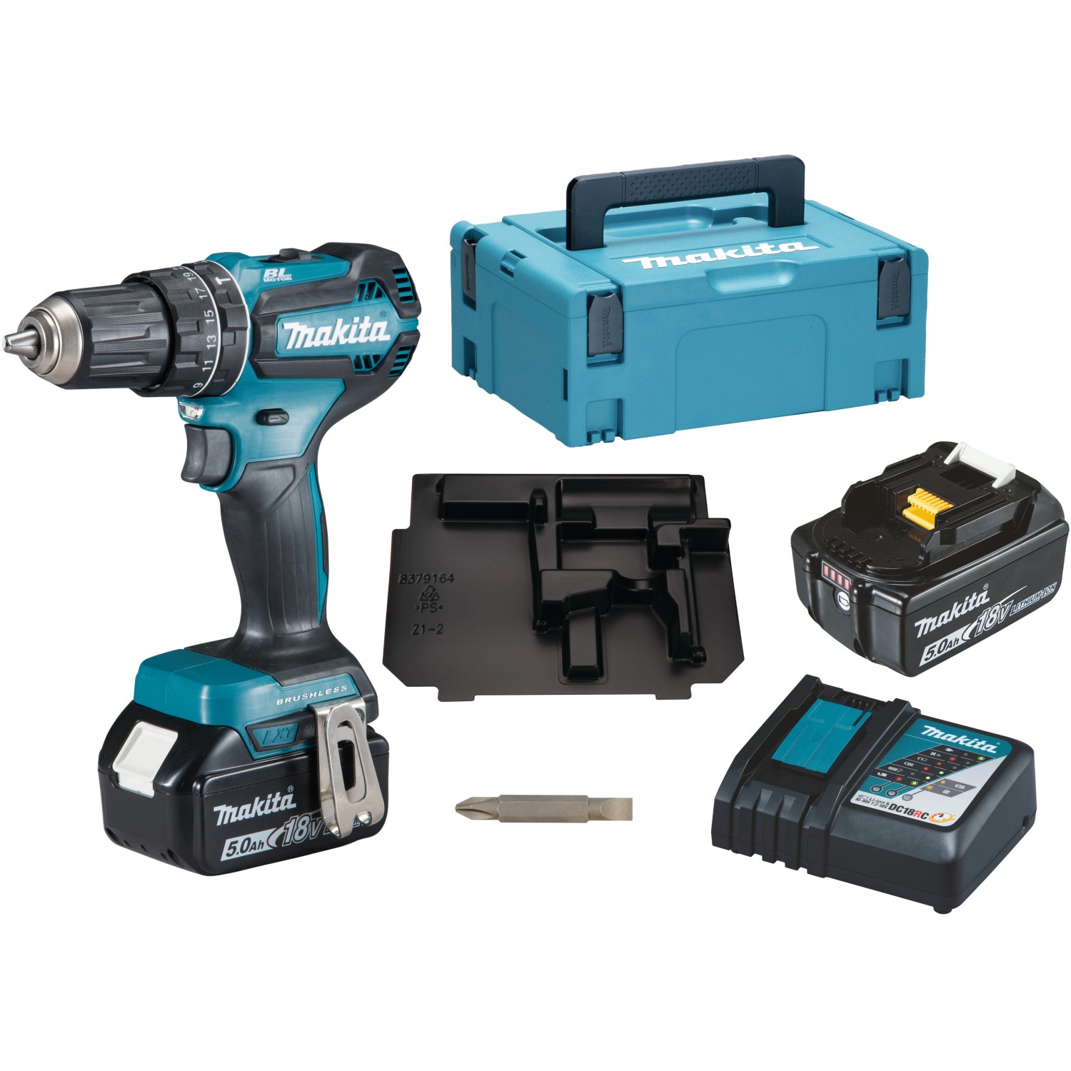 Image of Makita 18 V Akku-Schlagbohrschrauber DHP485RTJ inkl. 5 Ah Akkus mit Koffer