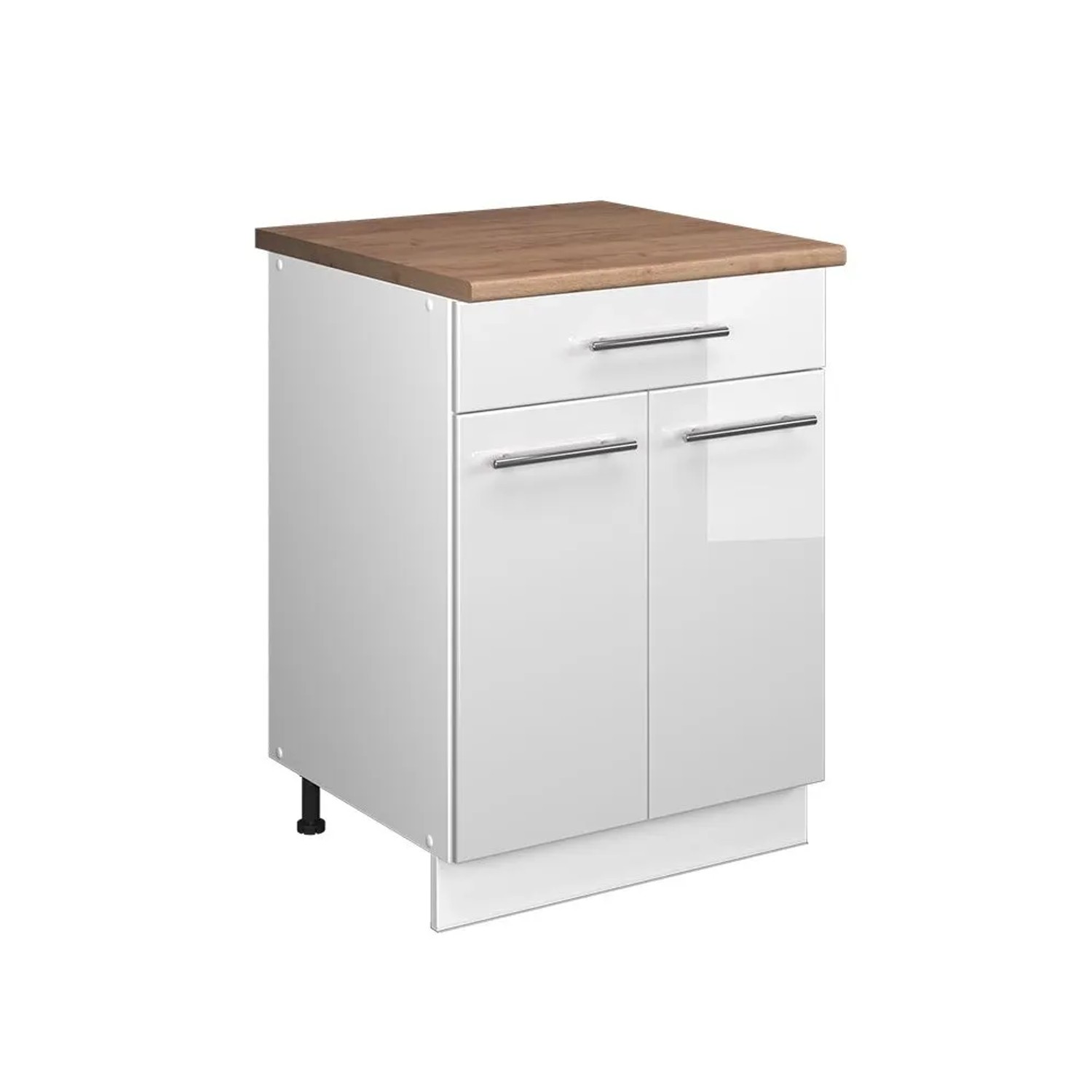 Vicco Unterschrank für Spüle/Kochfeld Fame-Line Weiß Hochglanz/Weiß 60 x 82 mit Schublade AP Eiche Art Nr 60991