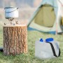 Blauer, faltbarer 15L Trinkwasserkanister aus transparentem Kunststoff mit Zapfhahn und Tragegurt für Camping & Outdoor.