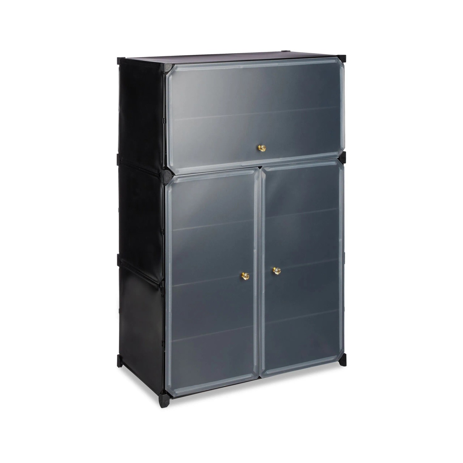 Relaxdays Schuhschrank Kunststoff Schwarz 6 Fächer 94 cm x 61,5 cm x 31,5 cm 5,1 kg