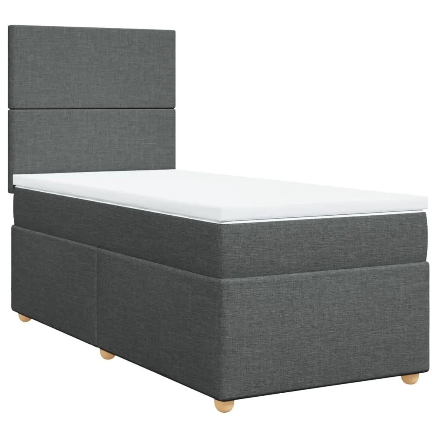 vidaXL Boxspringbett mit Matratze Dunkelgrau 90x200 cm Stoff 3293457