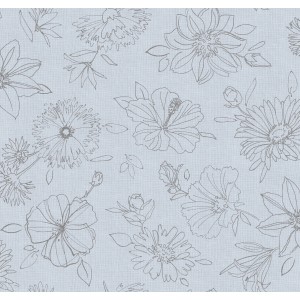 Ovale, graue d-c-fix Tischdecke Palmas 150x250 cm mit Blumenmuster.